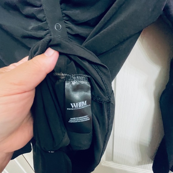 White House Black Market Black Ruched Button Down Shirt Size Medium - Picture 5 of 5